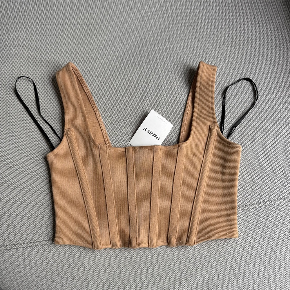 Forever 21 Tan Fitted Bustier Bodysuit